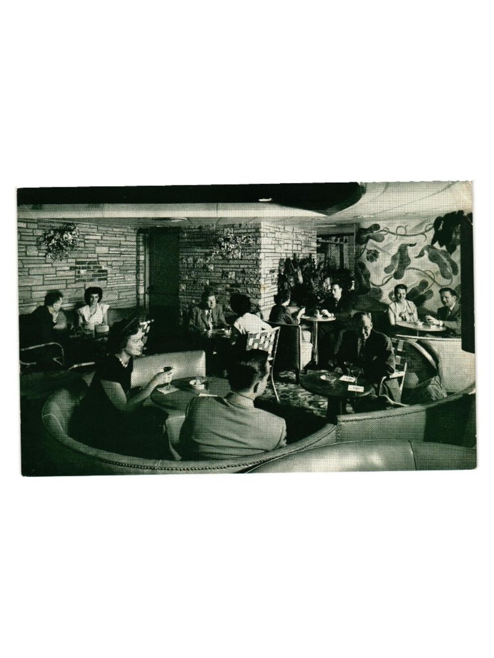Bismarck Hotel Chicago Garden Lounge Postcard Black White Interior Photo La Sall